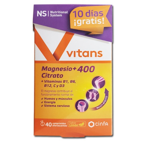 Nutritional System Vitans Magnesio+ 400 Citrato 40Comp Eferv - Farmacia en Casa Online