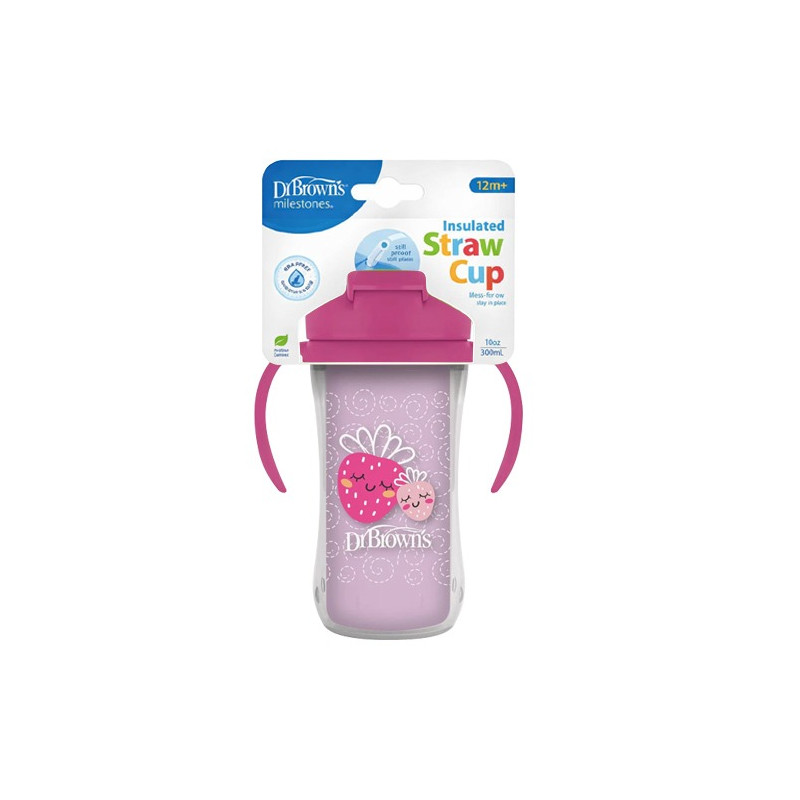 Dr Browns Vaso Termico con Pajita Rosa 12m+ 300ml - Farmacia en Casa Online