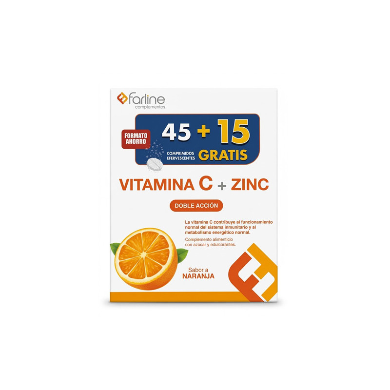 Farline Vitamina C + Zinc 60 Comprimidos Efervescentes - Farmacia en Casa Online