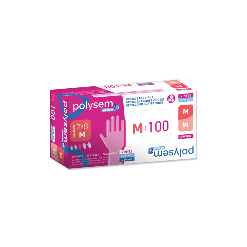Polysem Guantes Vinilo sin Latex Talla M 100Uds