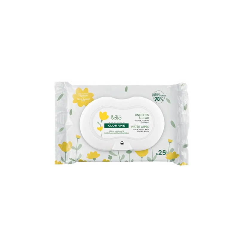 Klorane Bebe Toallitas al Agua Cara Cuerpo Nalgas 25Uds