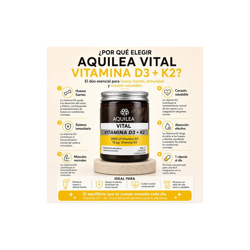 Aquilea Vital Vitamina D3 + K2 90Caps - Farmacia en Casa Online