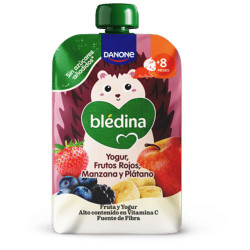 Bledina Pouch Yogur, Frutos Rojos, Manzana y Platano 100gr