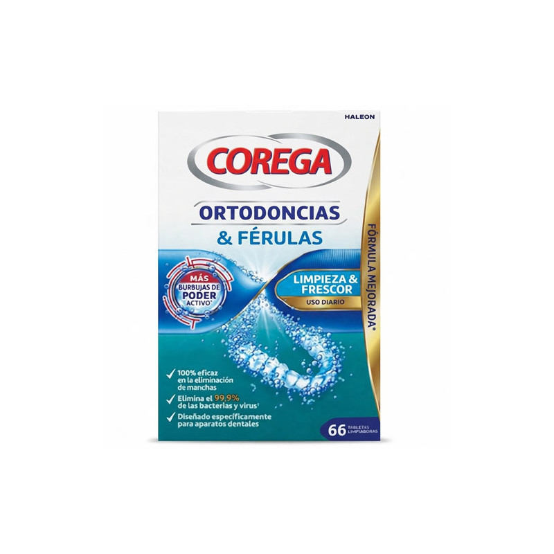 Corega Ortodoncias y Ferulas Limpieza Diaria 66 Tabletas