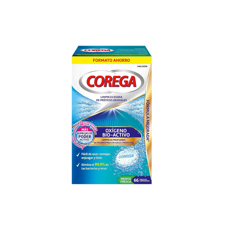 Corega Oxigeno Bio-Activo Tabletas Limpiadoras 66Uds