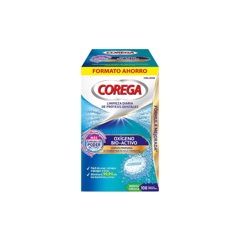 Corega Oxigeno Bio-Activo Tabletas Limpiadoras 108Uds