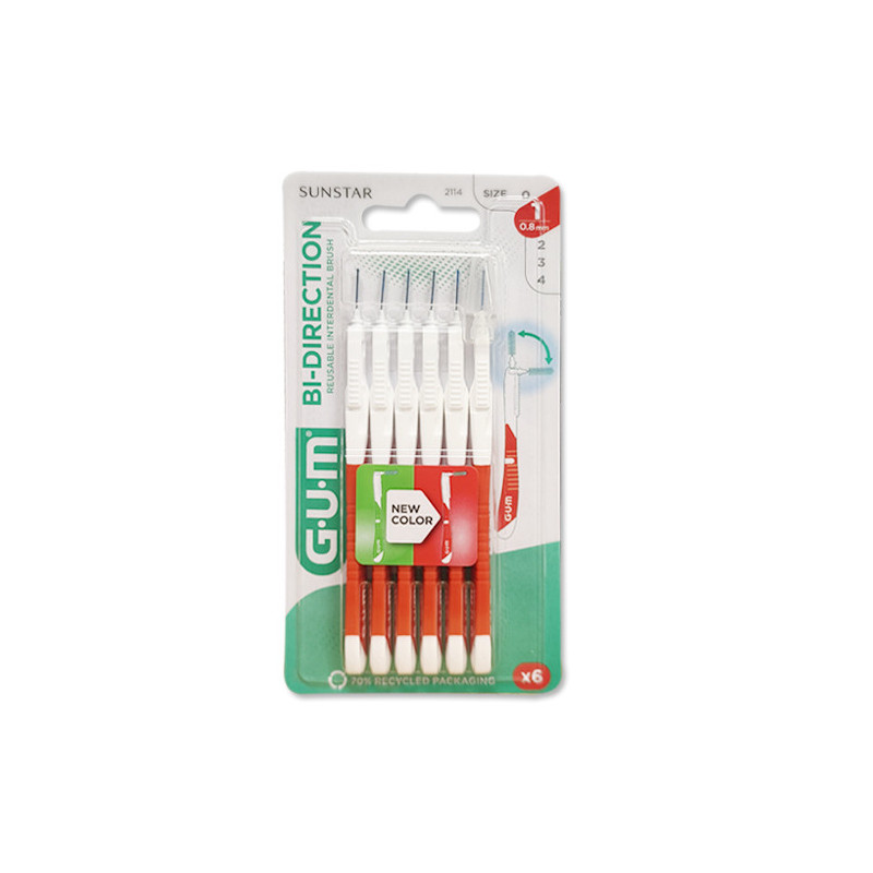Gum Bi-Direction Cepillo Interdental 0,8mm 6Uds