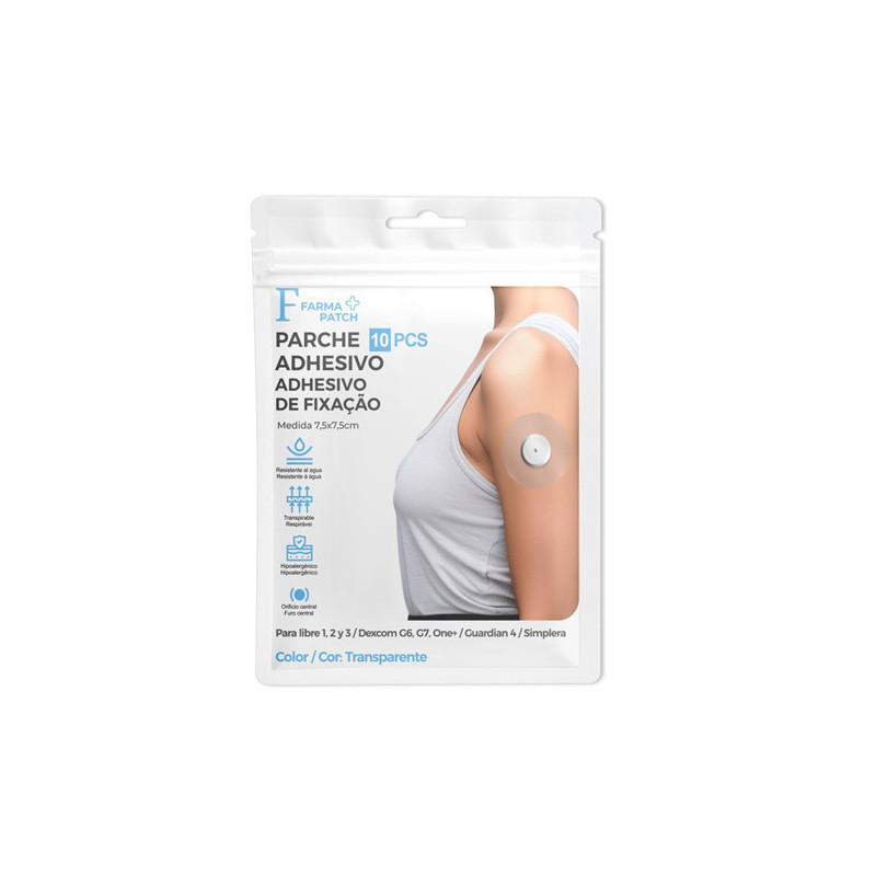 Farma Patch Parche Adhesivo Sensor Glucosa Transparente 10Uds