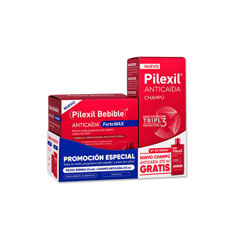 Pilexil Bebible Anticaida Forte Max 45 Viales + Champu 275ml