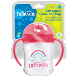 Dr Browns Vaso Transicion Boquilla Suave Rosa 6m+ 180ml