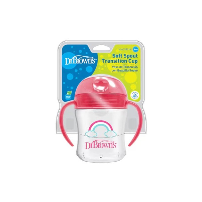 Dr Browns Vaso Transicion Boquilla Suave Rosa 6m+ 180ml