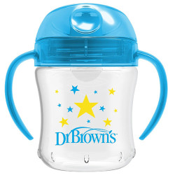 Dr Browns Vaso Transicion Boquilla Suave Azul 6m+ 180ml