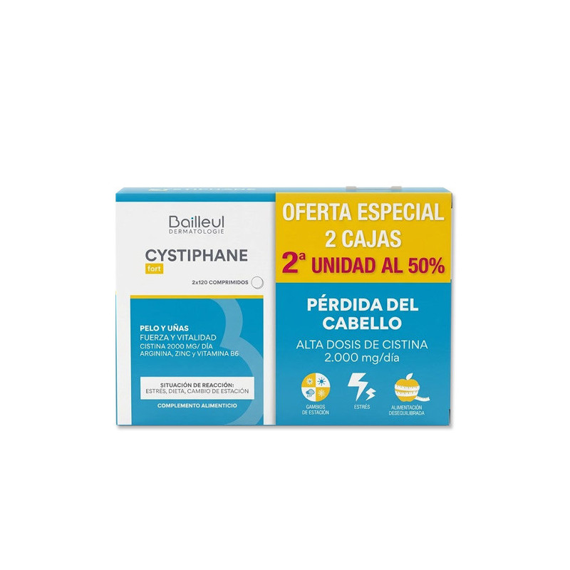 Bailleul Cystiphane Fort Anticaida Pelo y Uñas Duplo 2x120Comp