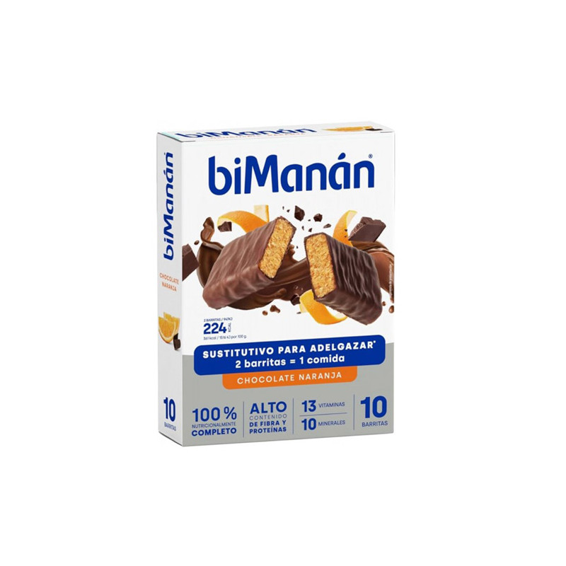 Bimanan Barritas Chocolate Negro con Naranja 10Uds