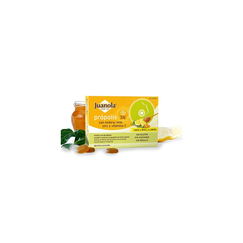 juanola propolis pastillas blandas con hedera sabor miel-limón 24uds 
