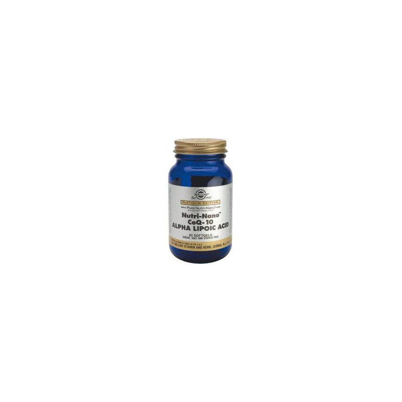 Solgar Nutri-nano co-q10 ácido alfa lipoico. 60cap. gelatina