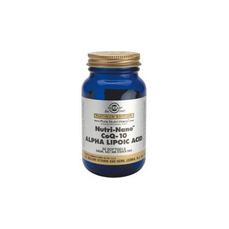 Solgar Nutri-nano co-q10 ácido alfa lipoico. 60cap. gelatina