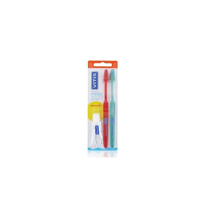 Dentaid Vitis Cepillo Medio Access Duplo + Pasta Dental 15ml