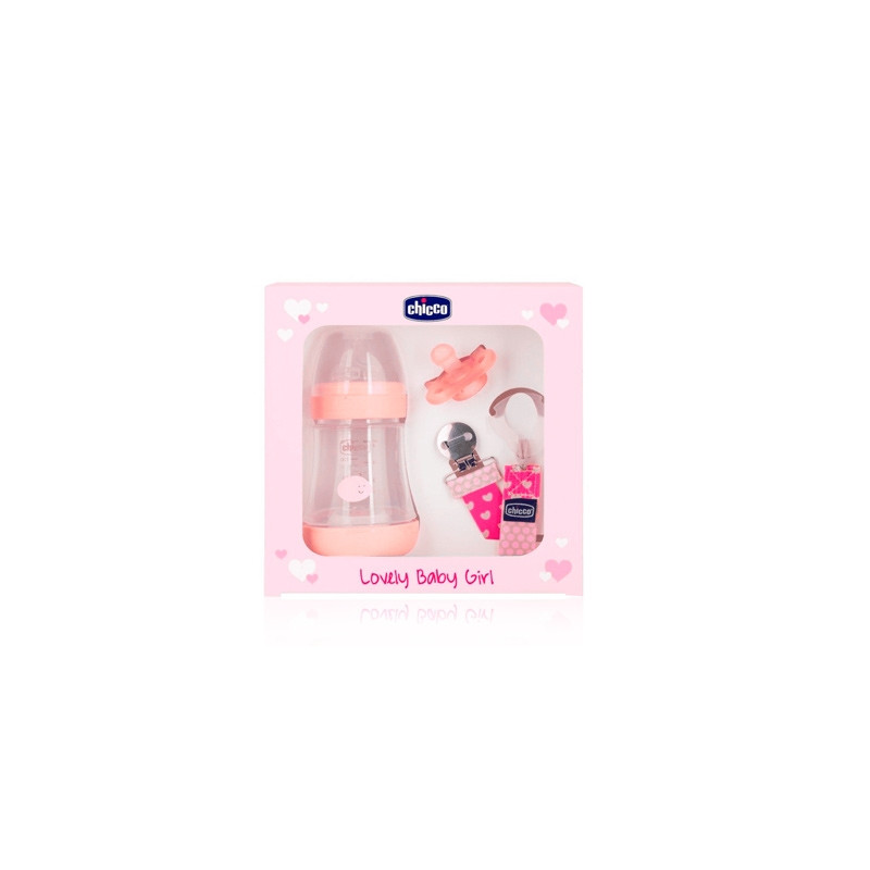 Chicco Set de Regalo Rosa Biberon 150ml + Chupete + Clip Cadena
