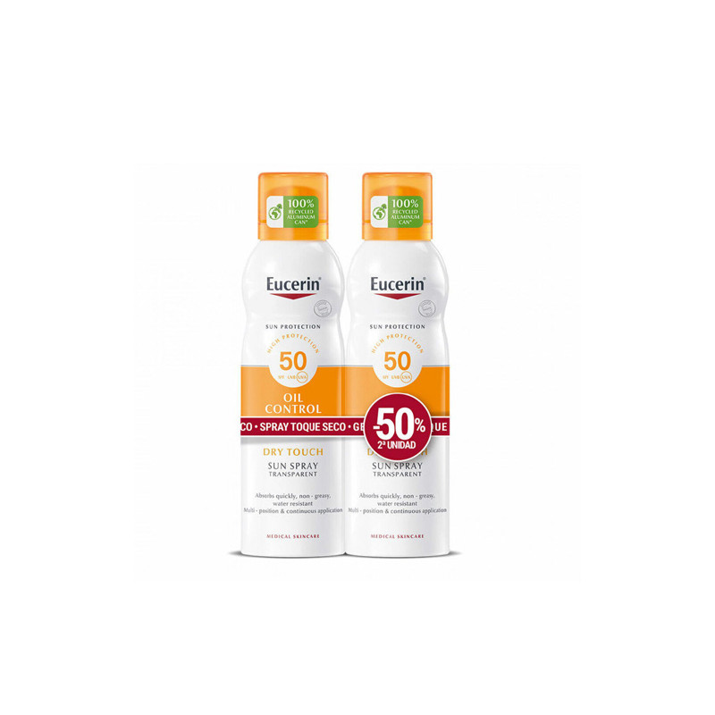 Eucerin Solar Spf50 Spray Transparente Toque Seco Duplo 2x200ml
