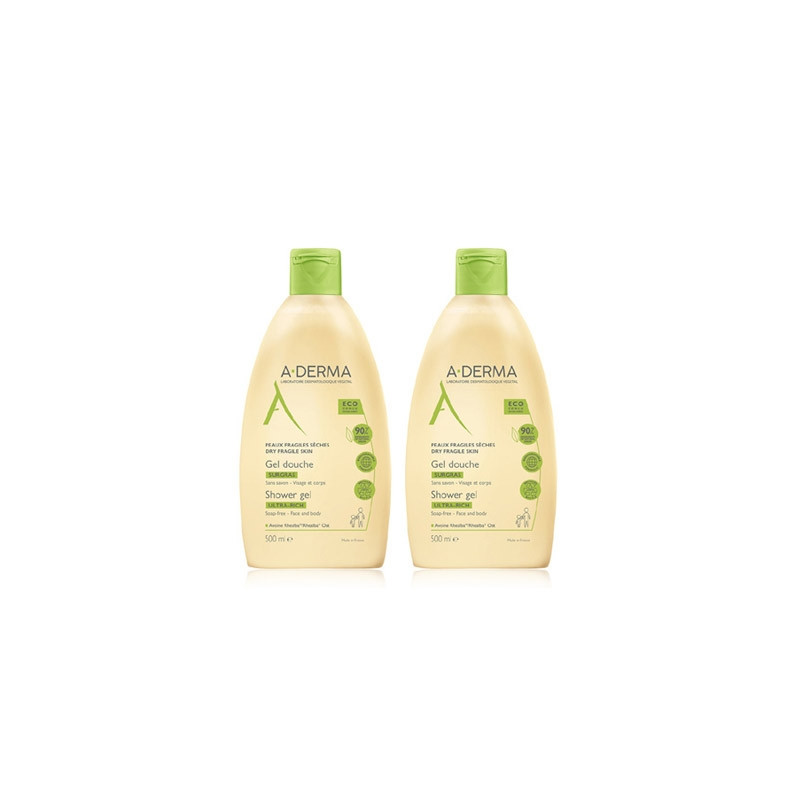Aderma Gel de Ducha Sobregraso Sin Jabon Duplo 2x500ml
