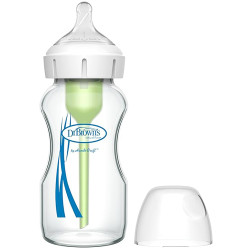 Dr Browns Biberon Vidrio Boca Ancha Anticolico Silicona 0m+ 270ml