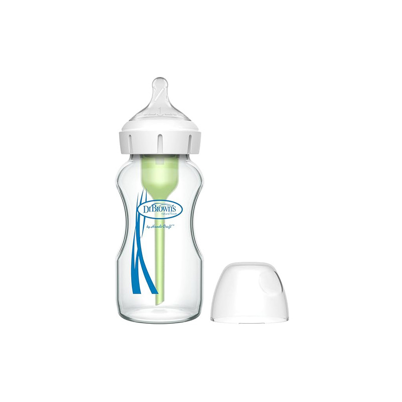 Dr Browns Biberon Vidrio Boca Ancha Anticolico Silicona 0m+ 270ml