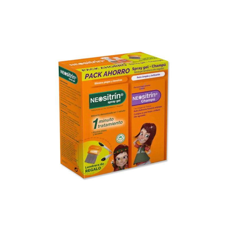 Neositrin Champu Antipiojos 100ml + Spray Gel 60ml + Lendrera