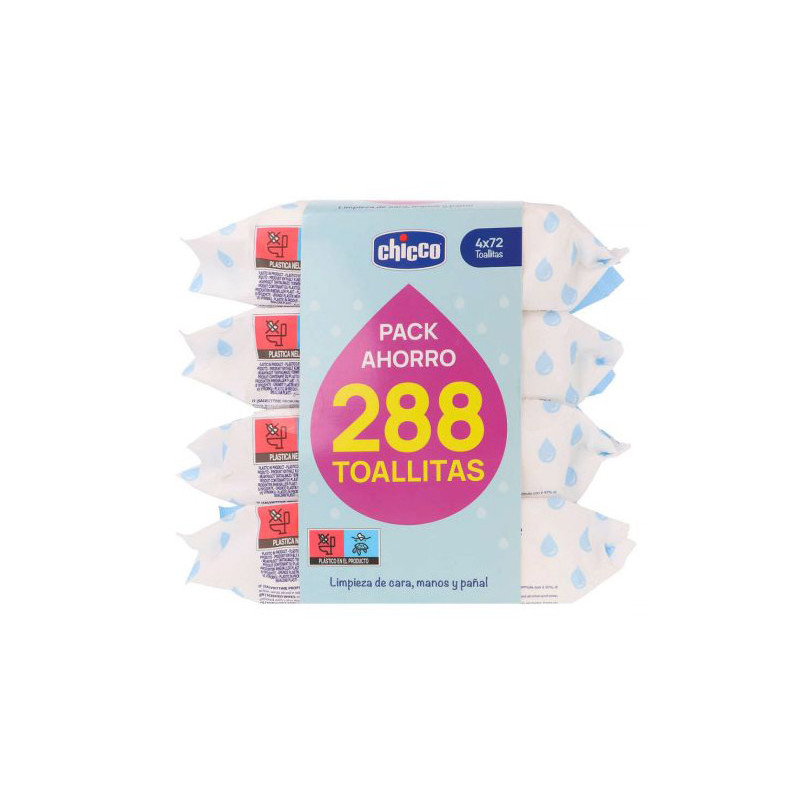 Chicco Toallitas Humedas Limpiadoras Suavizantes Pack 4x72Uds
