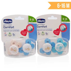 Chicco Chupete silicona physio comfort 6-16m+ azul 2 uds