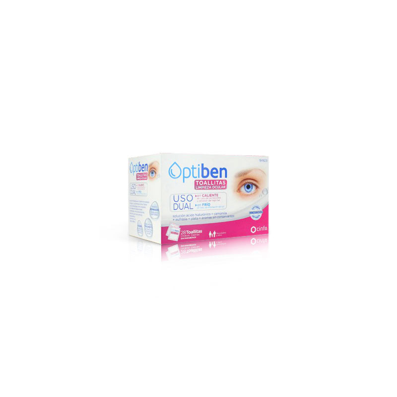 Optiben Toallitas limpieza ocular uso dual 28 uds