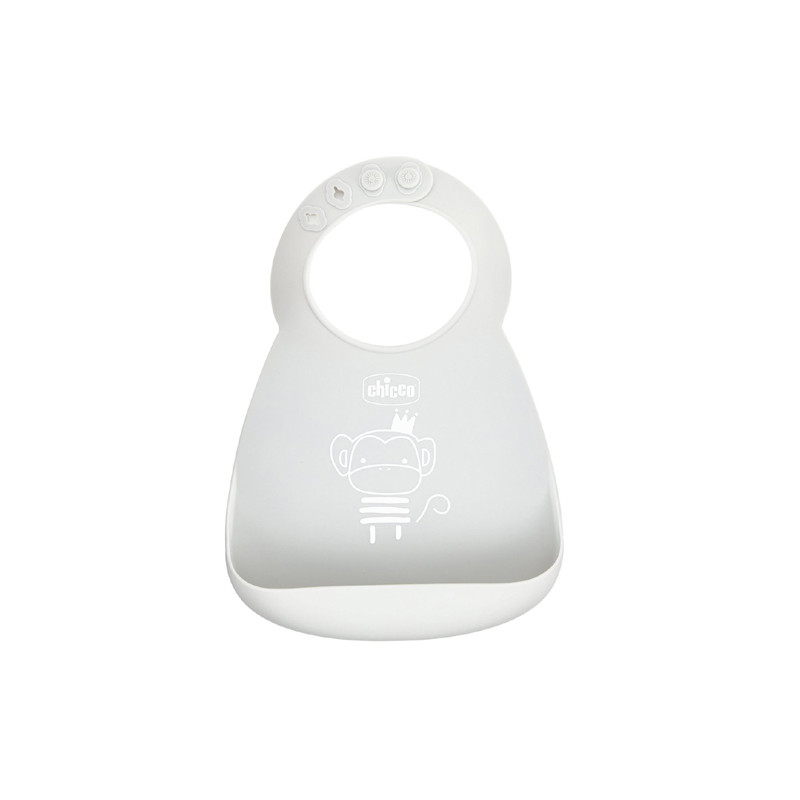 Chicco Babero Silicona Gris 6m+
