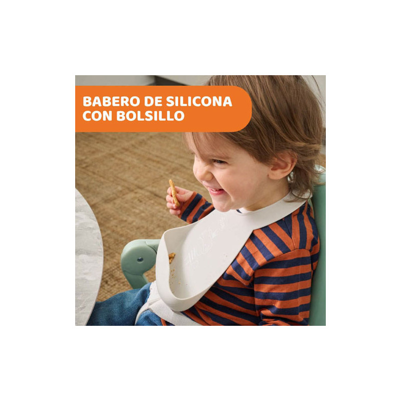 Chicco Babero Silicona Gris 6m+