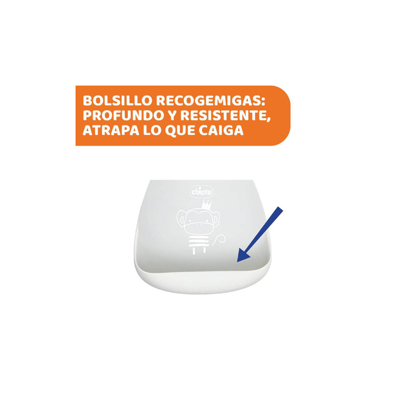 Chicco Babero Silicona Gris 6m+