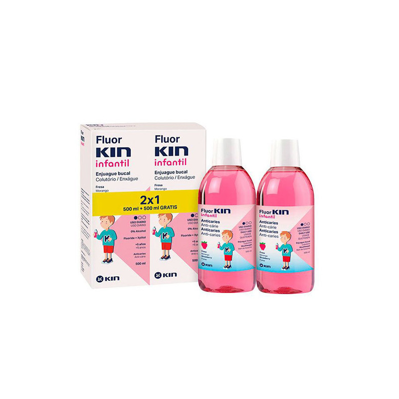 Fluorkin Infantil Enjuague Bucal Fresa Duplo 2x500ml