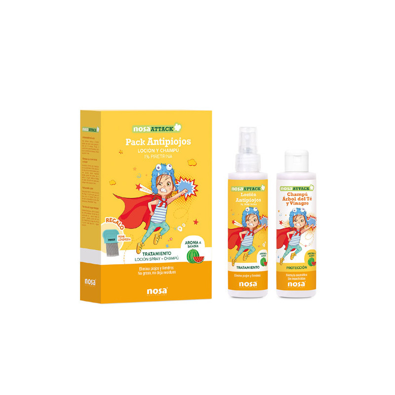 Nosa Protect Locion Spray Antipiojos Piretrina Sandia 150ml+Champu 150ml