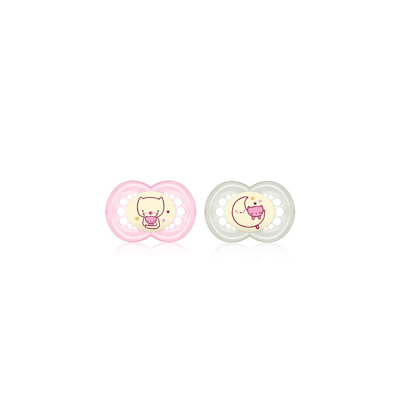 Mam Original Night Chupete Silicona Nocturno Rosa 16m+ 2 Uds