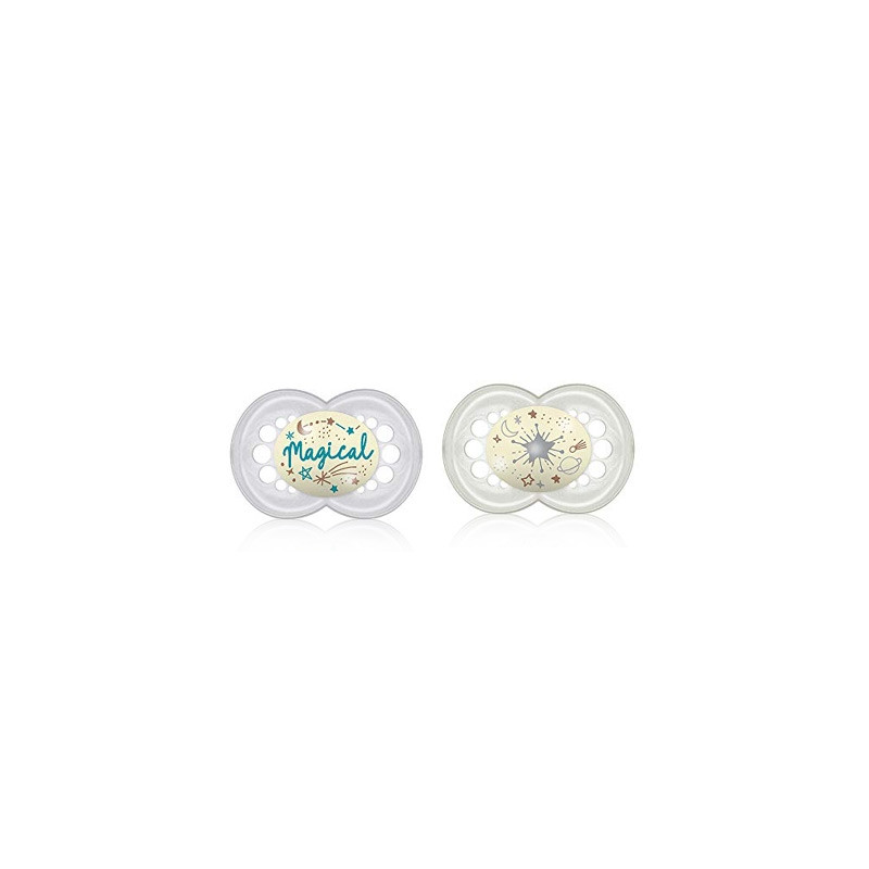 Mam Original Night Chupete Silicona Nocturno Gris-Blanc 16m+ 2Uds