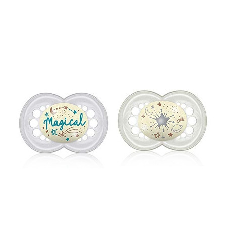 Mam Original Night Chupete Silicona Nocturno Gris-Blanc 16m+ 2Uds
