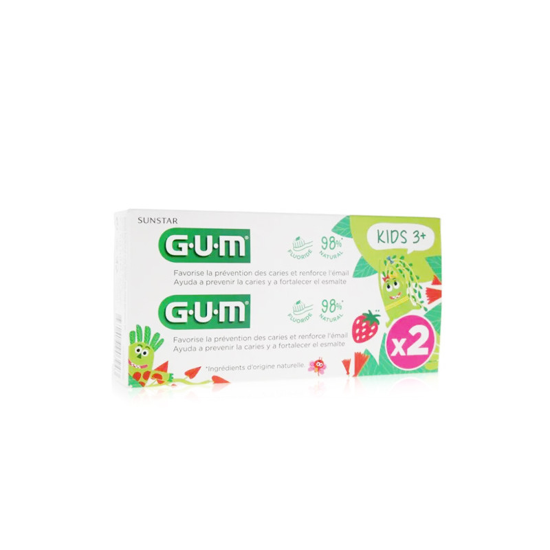 Gum Kids Gel Dentifrico Anticaries Sabor Fresa Duplo 2x50ml