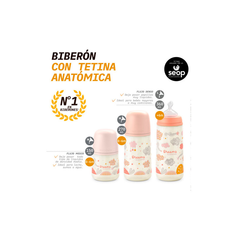 Suavinex Biberon Tetina Anatomica Silicona Flujo Medio 0-6m 270ml