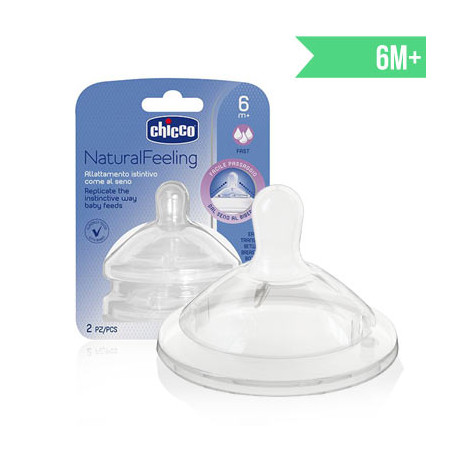 Chicco Natural feeling tetina silicona flujo rapido 6m+ 2 uds
