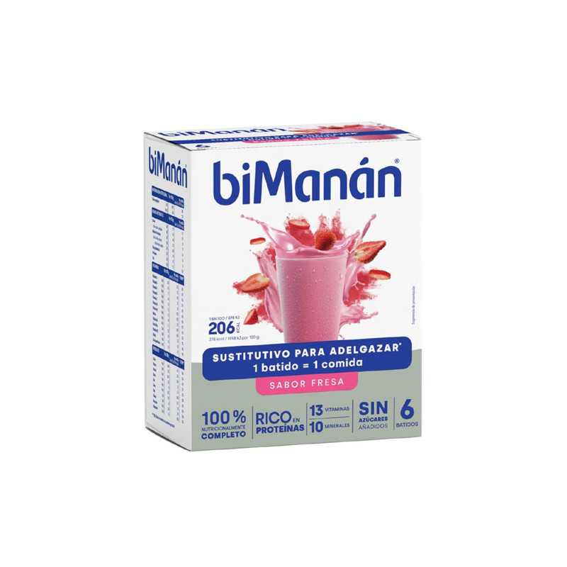 Bimanan Batido Sabor Fresa 6 Sobres
