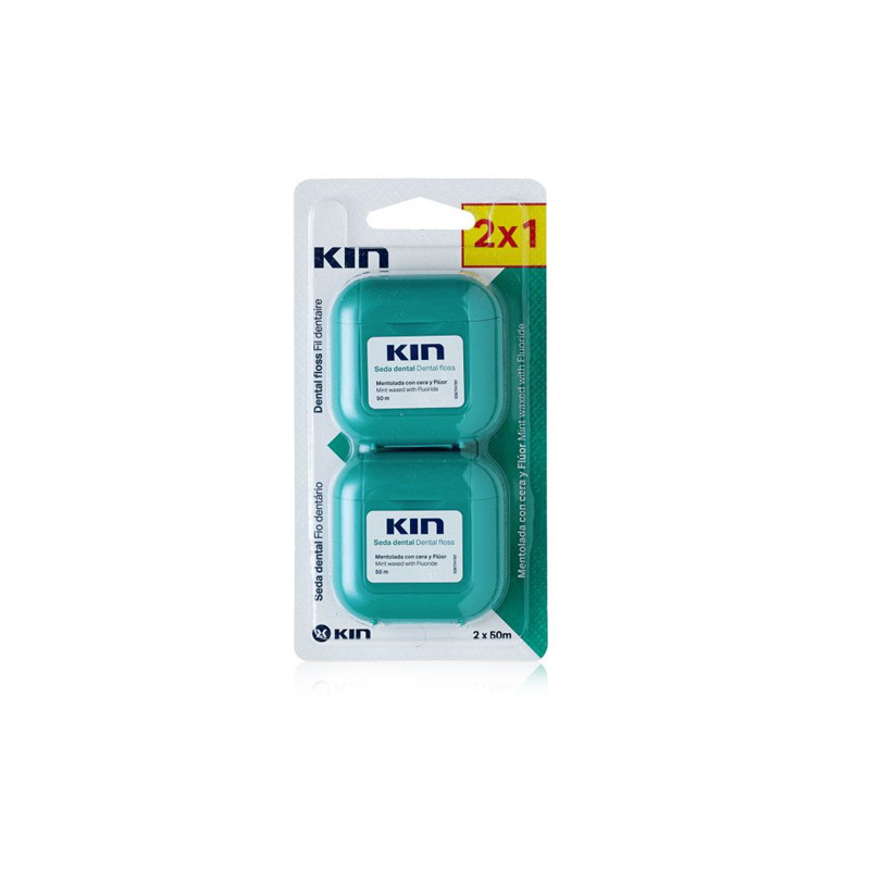 Kin Seda Floss Dental Mentolada con Cera y Fluor Duplo 2x1ud
