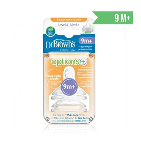 Dr Browns Options Tetina de Silicona Boca Ancha Nivel 4 9m+ 2 Uds