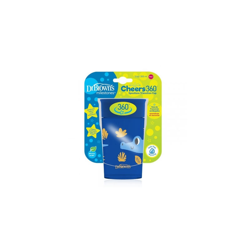 Dr Browns Cheers 360 Vaso Transicion Sin Boquilla Azul 9m+ 300ml