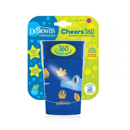 Dr Browns Cheers 360 Vaso Transicion Sin Boquilla Azul 9m+ 300ml