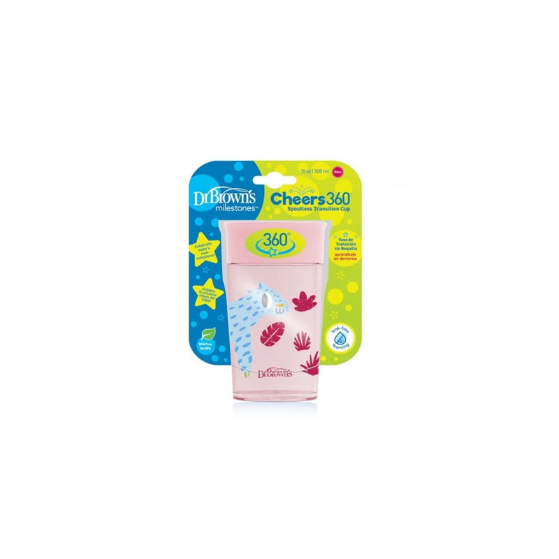Dr Browns Cheers 360 Vaso Transicion Sin Boquilla Rosa 9m+ 300ml