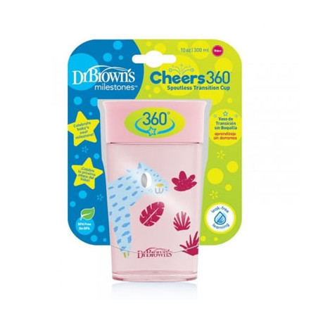 Dr Browns Cheers 360 Vaso Transicion Sin Boquilla Rosa 9m+ 300ml