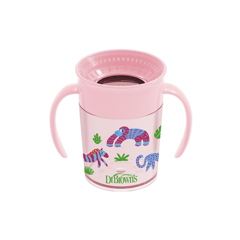 Dr Browns Cheers 360 Vaso Transicion Sin Boquilla Rosa 6m+ 200ml